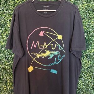 Maui and Sons Black Tee with Rainbow Surf Logo